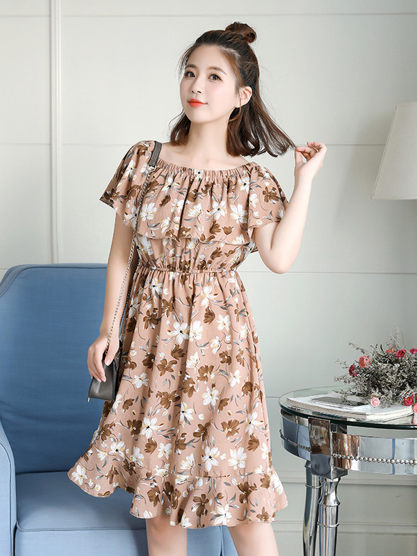 Wholesale Korean Fashion Chiffon Floral Dresses For Women Zfg041619