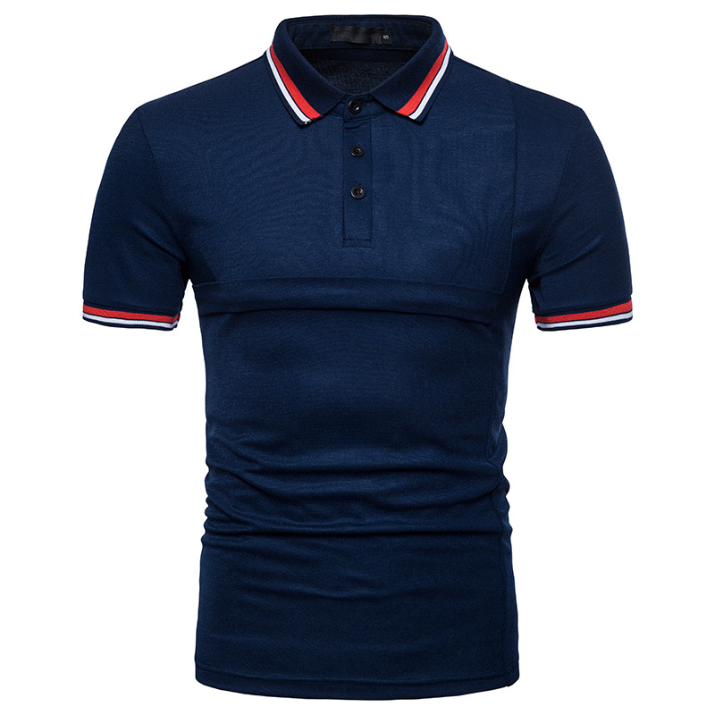 Wholesale Simple Fashion Striped Patchwork Polo Shirt CZG041814 ...