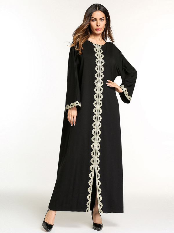 Wholesale Muslim Style Long Sleeve Slit Long Dresses CFG041984BA ...