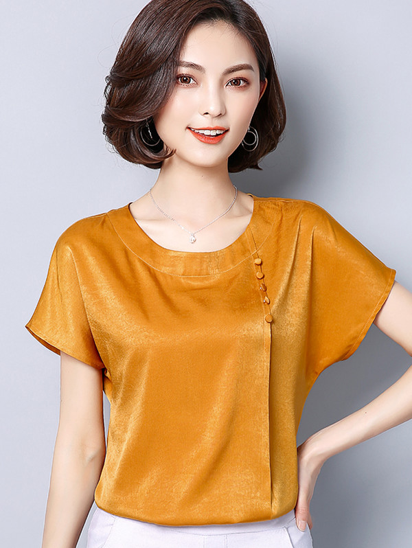 Wholesale Easy Matching Crew Neck Large Size Solid Blouses LMG051818 ...