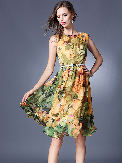 Wholesale Beach Style Floral Sleeveless Dresses EFG052273YL ...