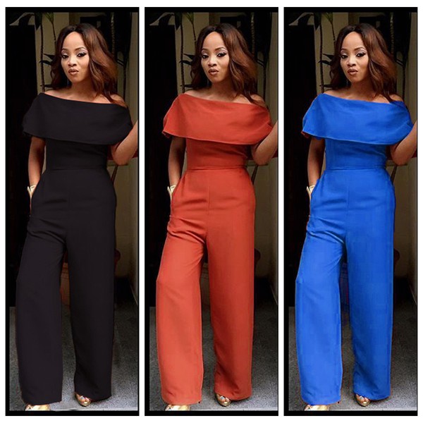 Wholesale Sexy Off Shoulder Ruffles Solid Jumpsuit LMG060142 | Wholesale7