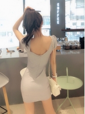 Hollow Out Patchwork Square Neck Bodycon Dresses