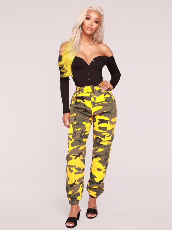 Wholesale New Arrival Fitted Yellow Camouflage Pants XYG072374YL ...