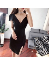 Sexy Deep V Neck Fitted Straps Dress