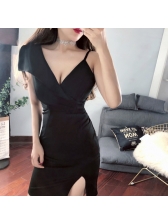 Sexy Deep V Neck Fitted Straps Dress