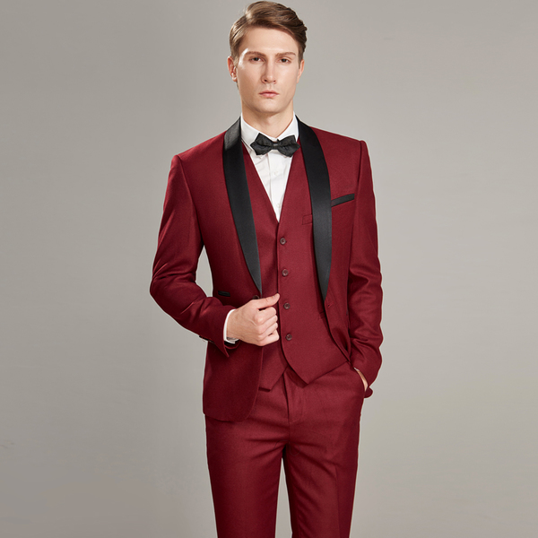 Wholesale 3 Pieces Hot Sale Fitted Wine Red Men Suit LMG082455 ...