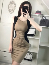 Sexy Contrasting Colors Sleeveless Bodycon Dress