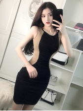 Sexy Contrasting Colors Sleeveless Bodycon Dress