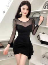 New Arrival Solid Patchwork Sexy Dress