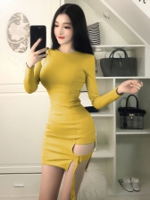 Sexy Slit Long Sleeve Bodycon Dresses