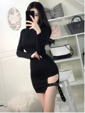 Sexy Slit Long Sleeve Bodycon Dresses