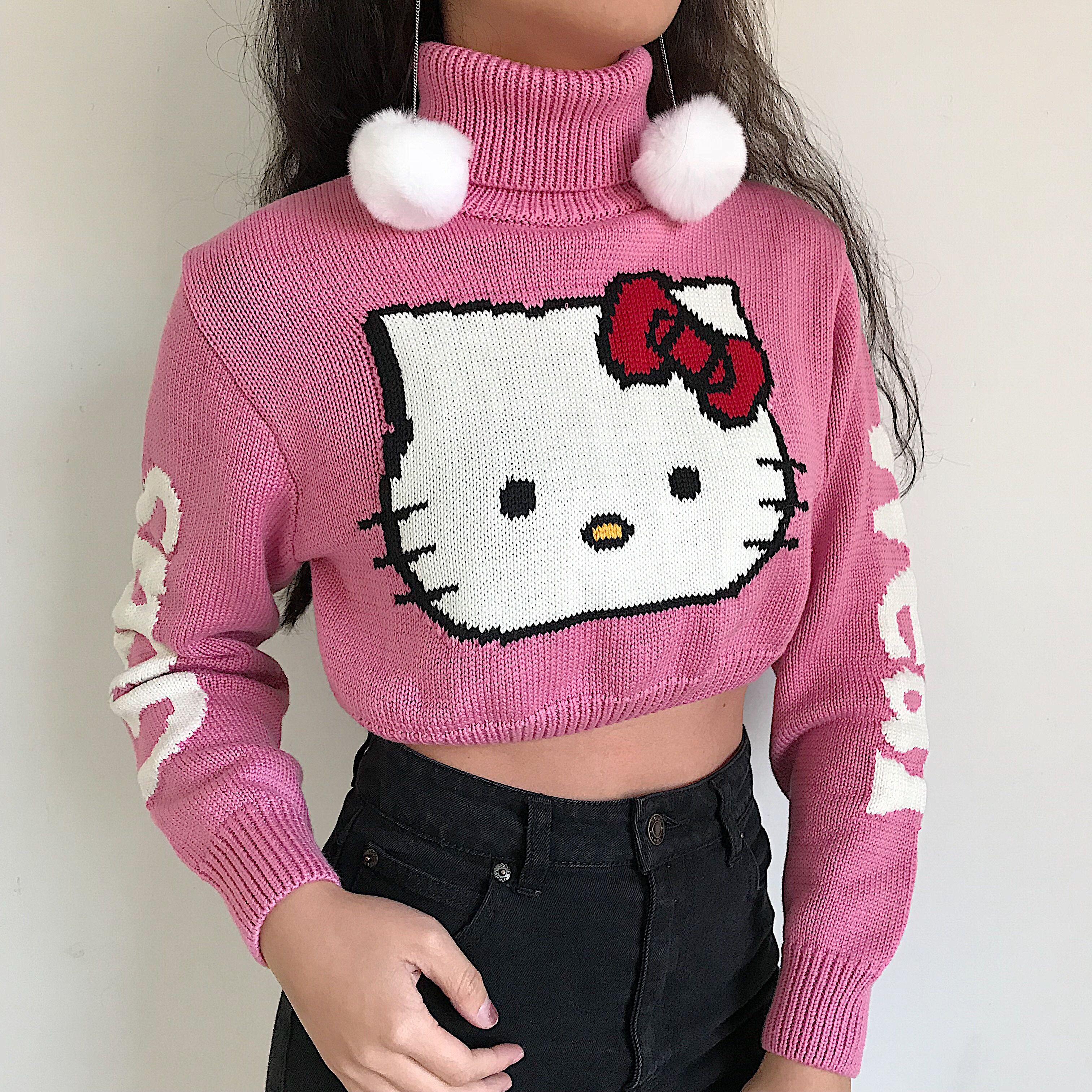 Wholesale Euro High Neck Hello Kitty Cropped Sweater LZG090380PN ...