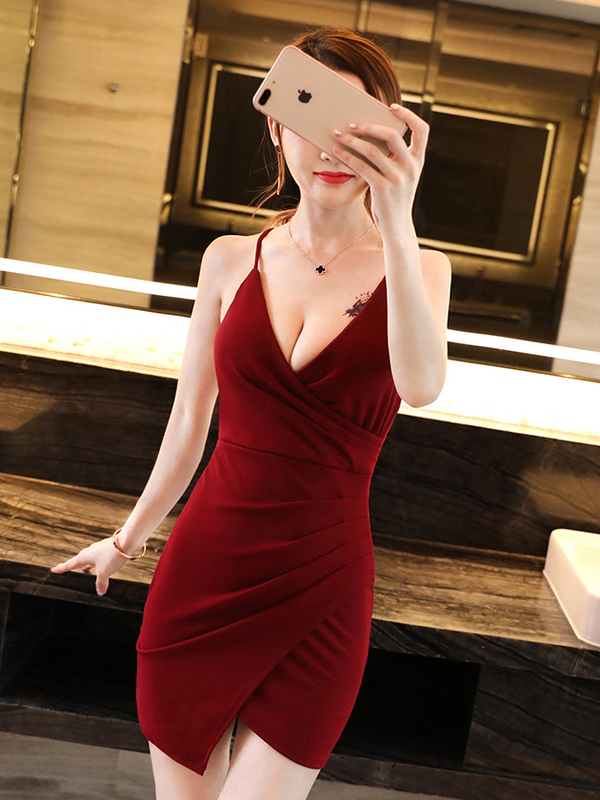 Wholesale Solid Low Cut Fitted Backless Sexy Dress Dyg091131 Wholesale7