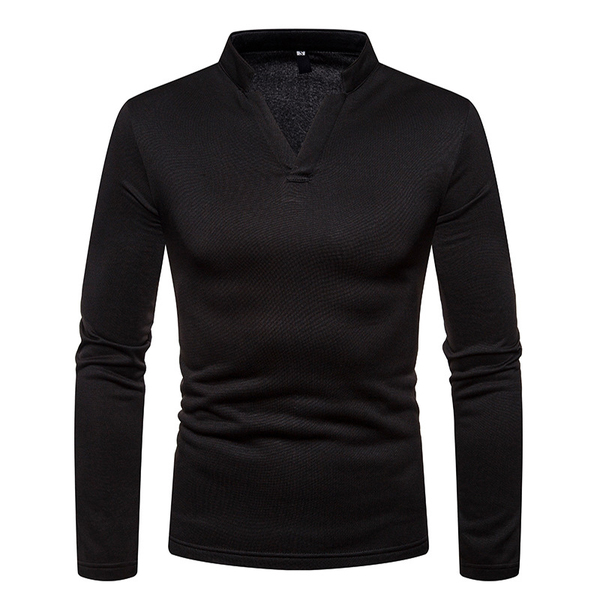 Wholesale Solid Henry Collar Long Sleeves Fitted Thicken Tee DHG091312 ...