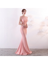 Elegant Solid Fitted Evening Dress For Female