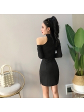 Korean Off Shoulder Printed Split Hem Short Dress