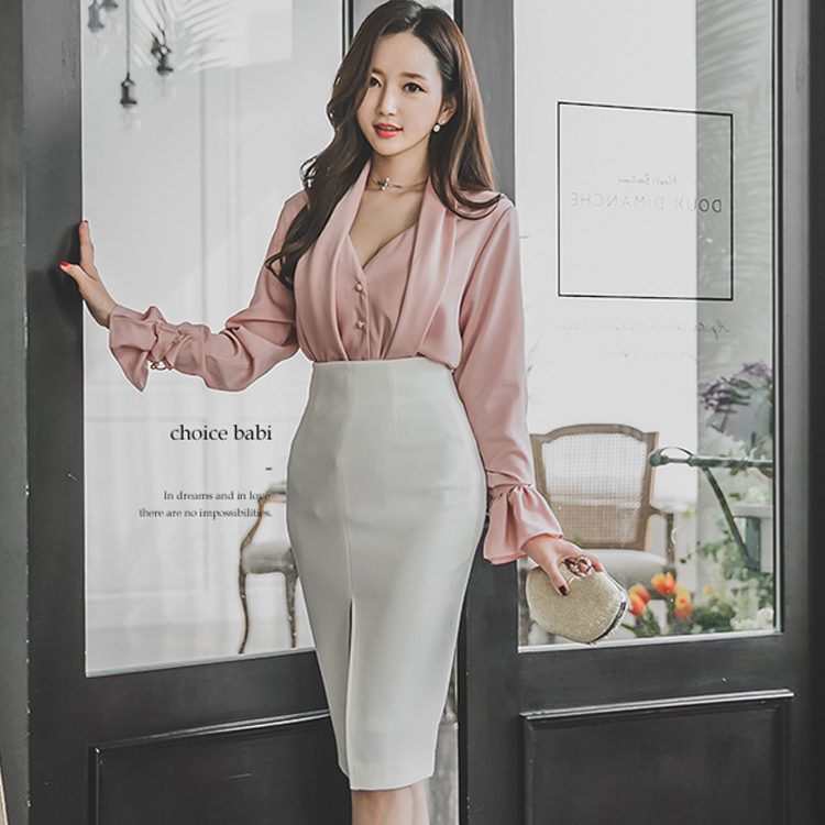 Wholesale Korean Design Slit White Matching Pencil Skirt XYG102986WI ...