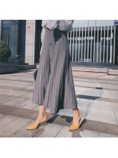 Winter A-Lined Pleated Button Solid Midi Skirt
