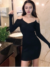 Night Club Off The Shoulder Knitted Bodycon Dresses