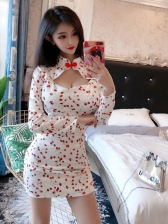 Sexy Floral Slit Fitted Cheongsam Dresses
