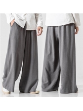 Chinoiserie Solid Loose Personality Vintage Wide Leg Pants