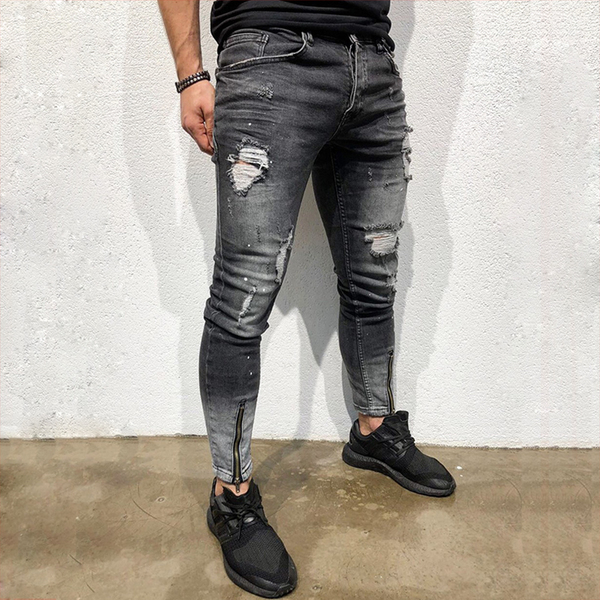 fitted ripped jeans