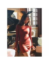 High Neck Knitted Bodycon Dress