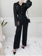 Easy Matching Solid Fitted Black Women Suits
