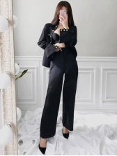 Easy Matching Solid Fitted Black Women Suits