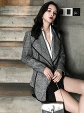 Simple Design Contrasting Colors Lapel Wholesale Women Coat