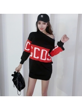 New Arrival Color Block All-match Knit Dress