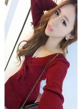 Sexy V Neck Fitted Knit Dress For Women