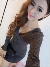 Sexy V Neck Fitted Knit Dress For Women