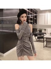 Attractive Cold Shoulder Twist Bodycon Dress