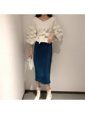 Vintage Style Ruched Velvet Midi Skirt