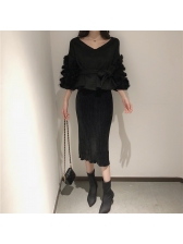 Simple Design Pleated Wholesale Black Skirt