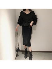 Simple Design Pleated Wholesale Black Skirt