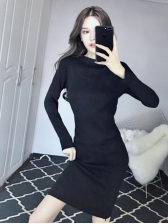 Easy Matching Solid Knit Dress For Women