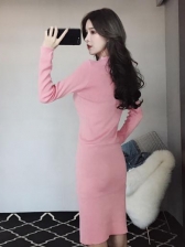 Easy Matching Solid Knit Dress For Women