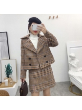 Winter Houndstooth Double-Breasted Loose Woman Suits