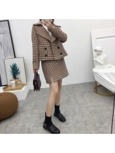 Winter Houndstooth Double-Breasted Loose Woman Suits