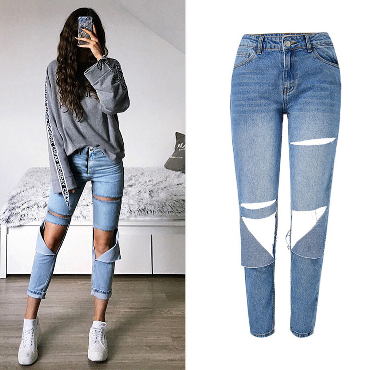 high waisted loose ripped jeans