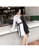 Stylish Sequined Contrast Color Smart Waist Blazer Dress