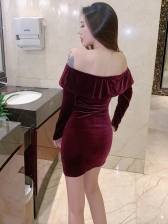 Sexy Off The Shoulder Bodycon Velvet Dress