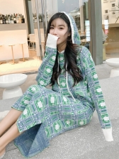 Contrast Color Plaid Hooded 2 Pieces Outfits