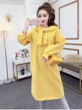Casual Tie-wrap Thick Hoodie Dress
