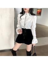 Retro Flare Sleeve Lace Up Woman Outfits
