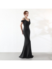 Rhinestone Off Shoulder Fitted Evening Dresses