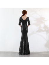 Boutique Sequined V-neck Elegant Evening Dresses